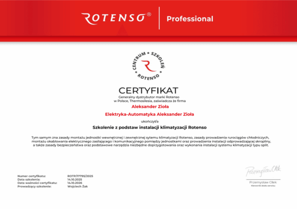 Akredytacja Rotenso – klimatyzacja